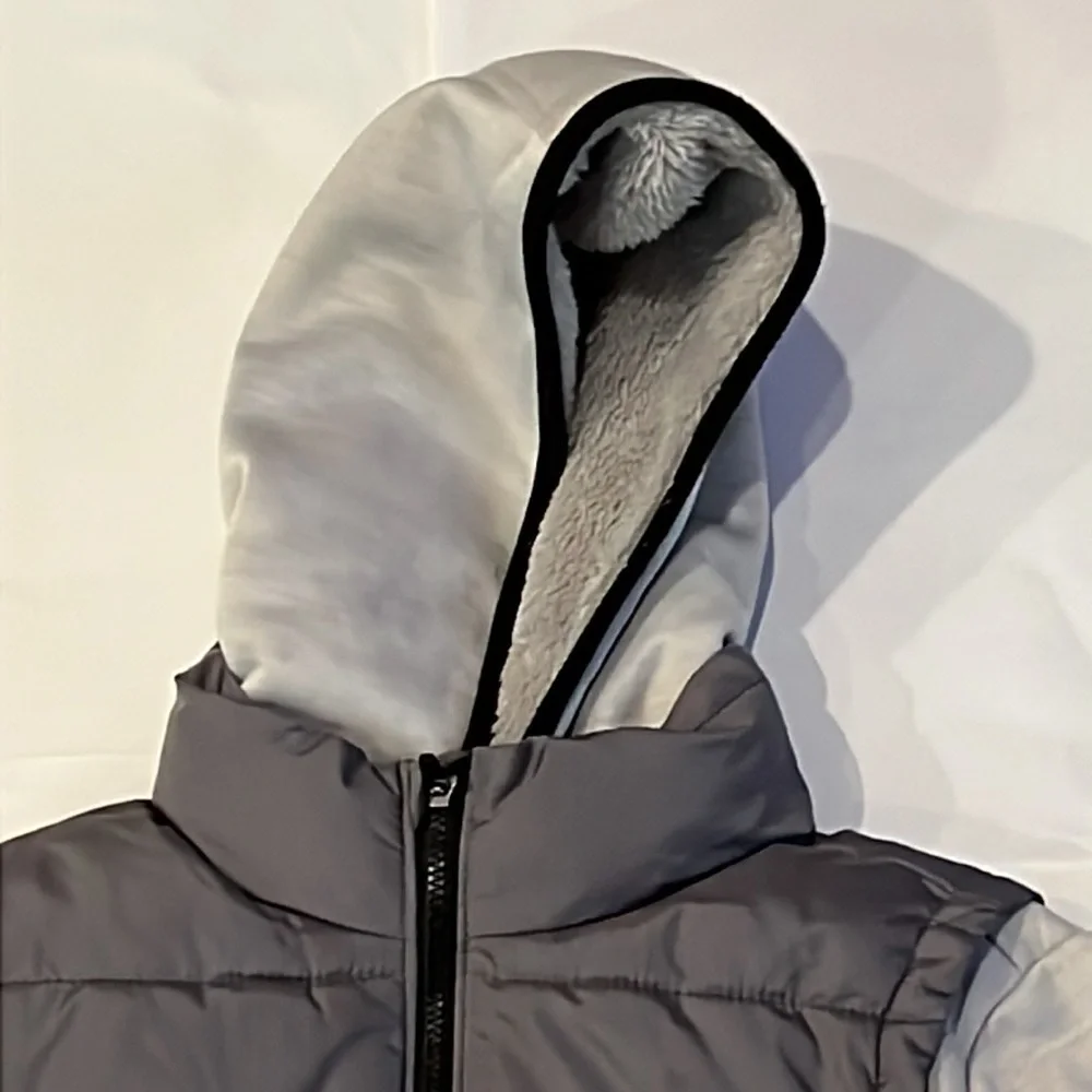 Old Navy Kids Med (12) Black Puffer and Grey Hoodie Jacket